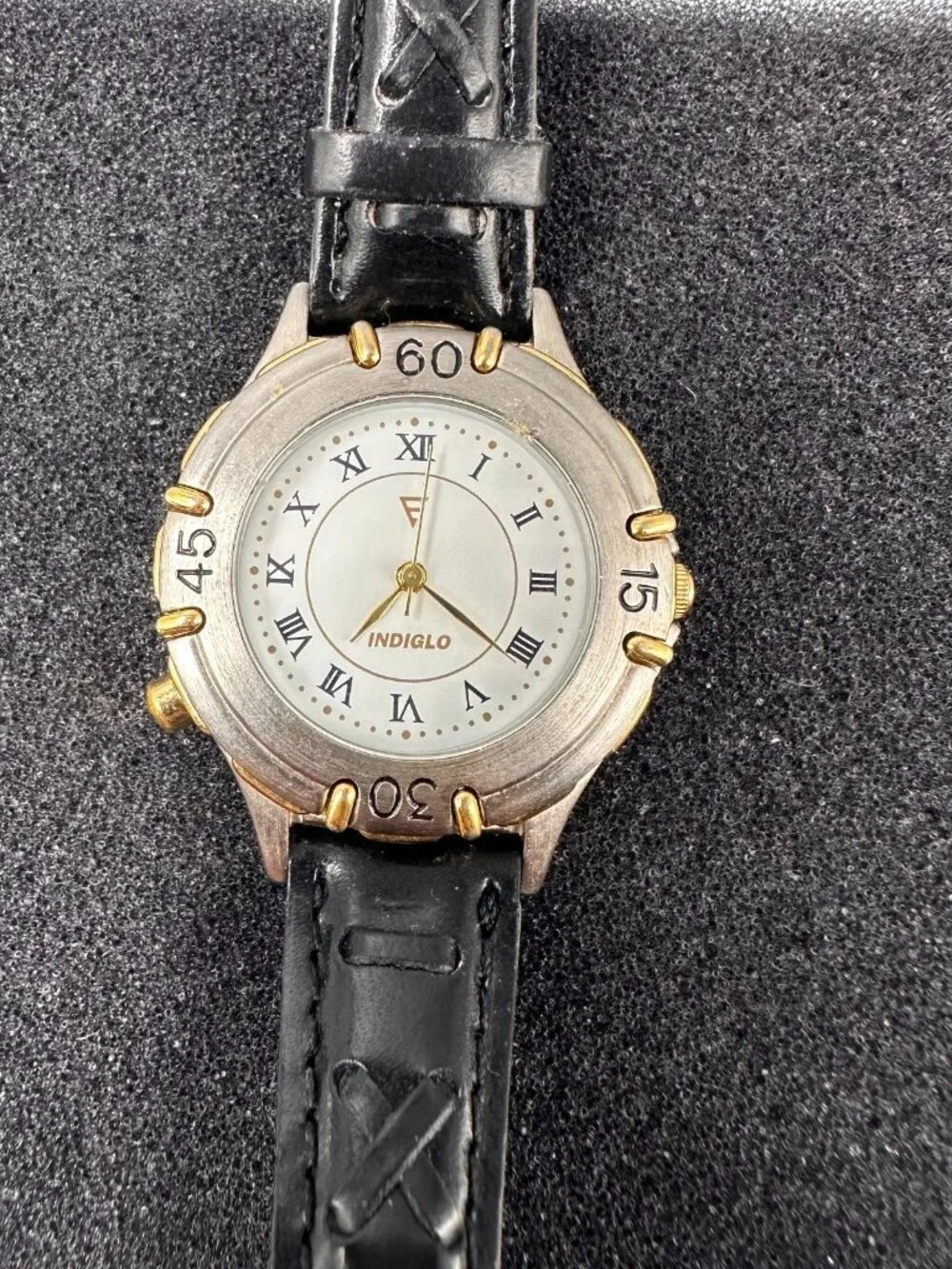 Vintage Timex Indiglo Watch Women Gold Tone Leather Band 32MM New Battery